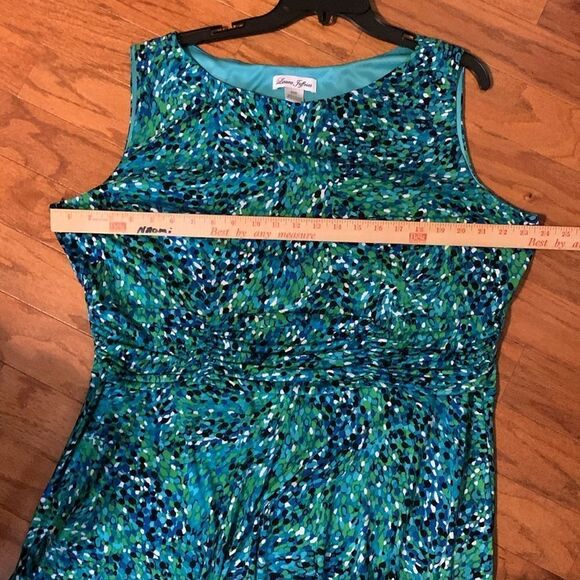 Laura Jeffries size 20W teal sleeveless dress - Picture 8 of 9